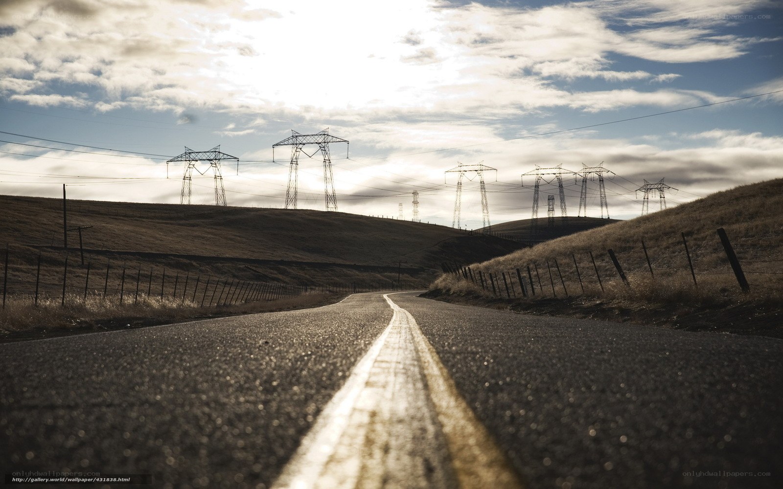 Road leading to power lines