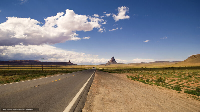 Road Leading to Rock Formations — Blue, Serene, Afternoon