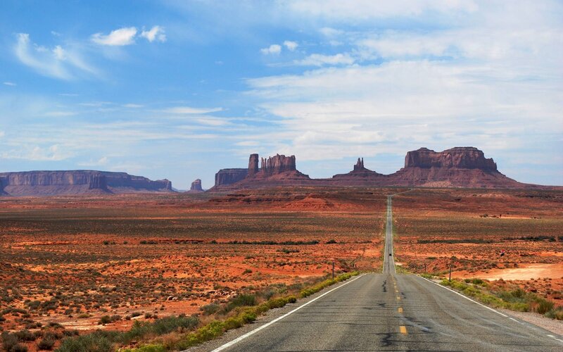 Road Leading to Rock Formations — Blue, Serene