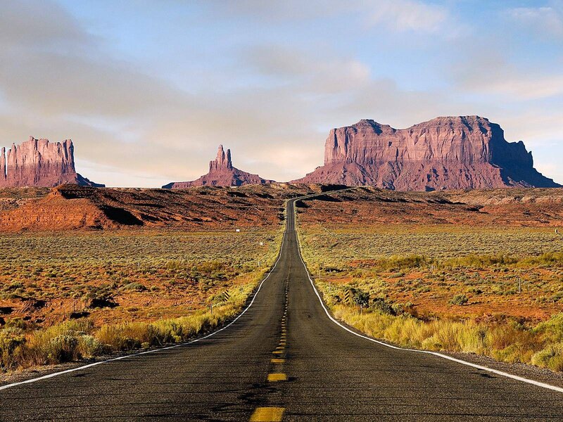 Road Leading to Rock Formations — Brown, Serene, Afternoon, Photograph