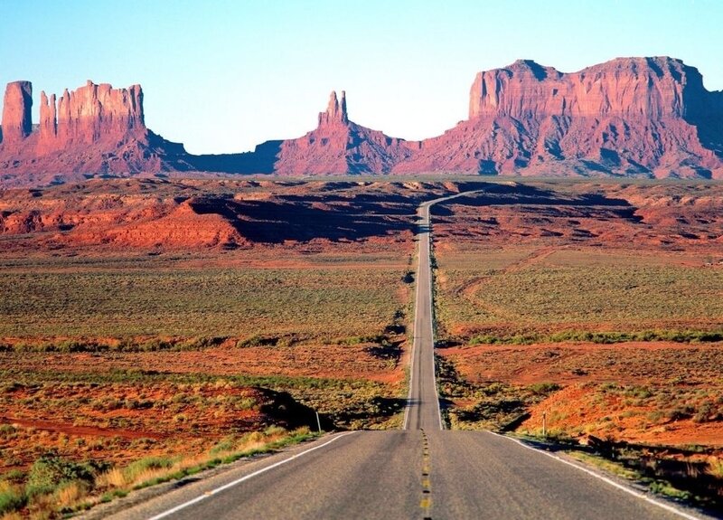 Road Leading to Rock Formations — Red, Serene