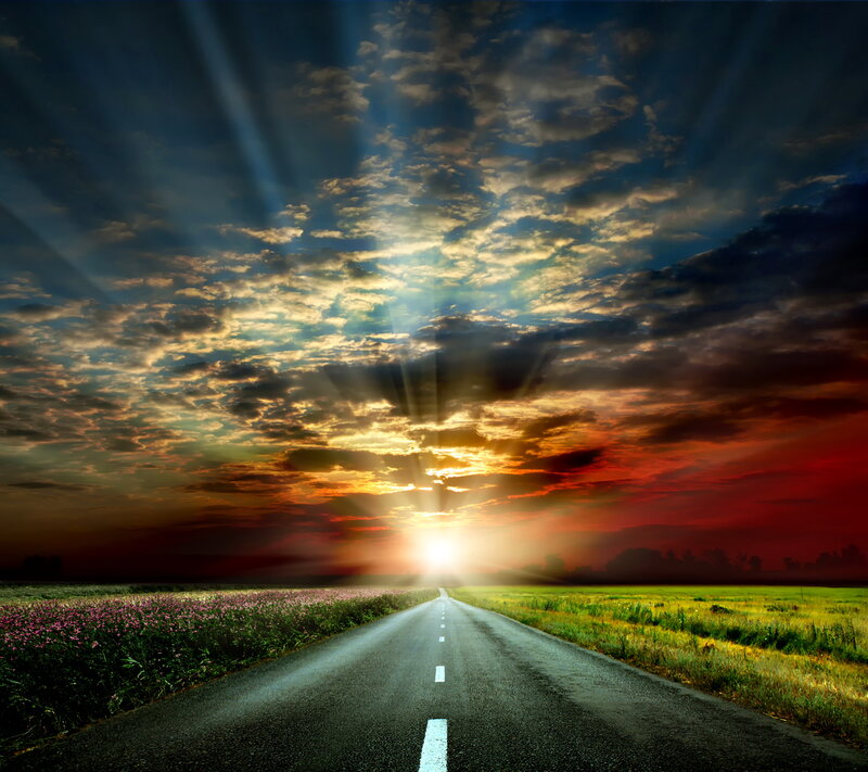 Road Leading to Sunset — Blue