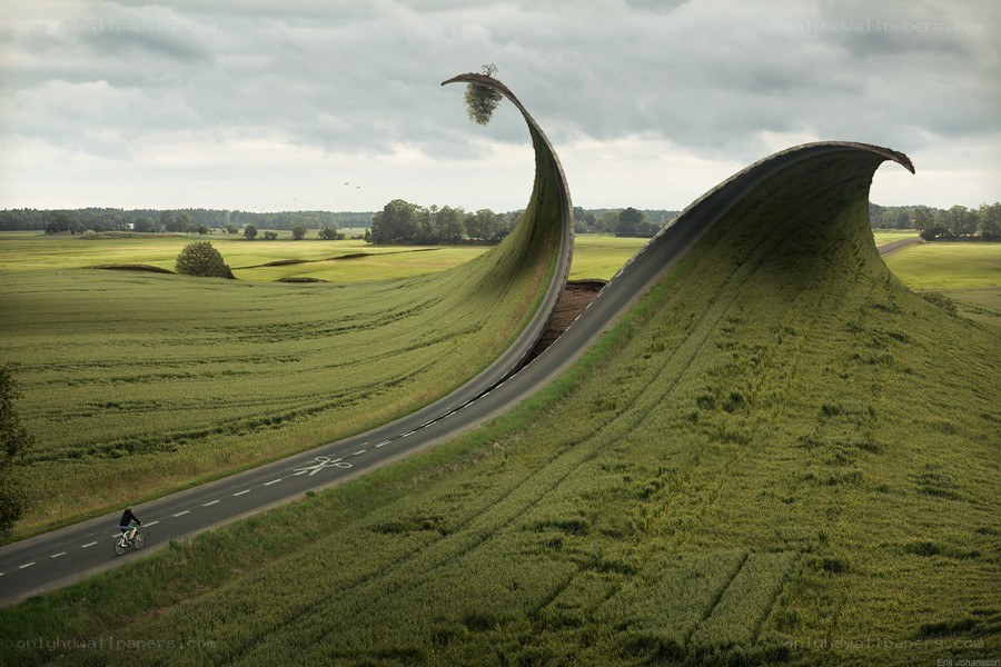 Road shaped like a wave