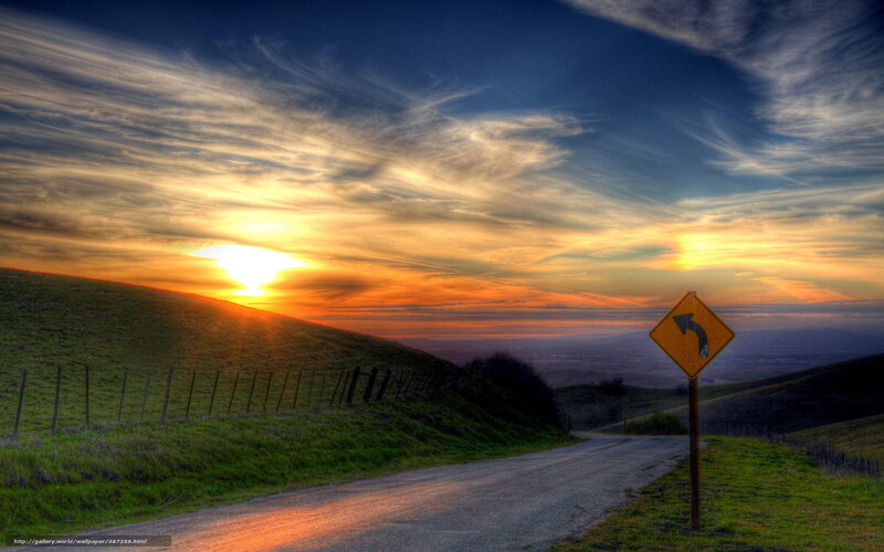 Road Sign at Sunset