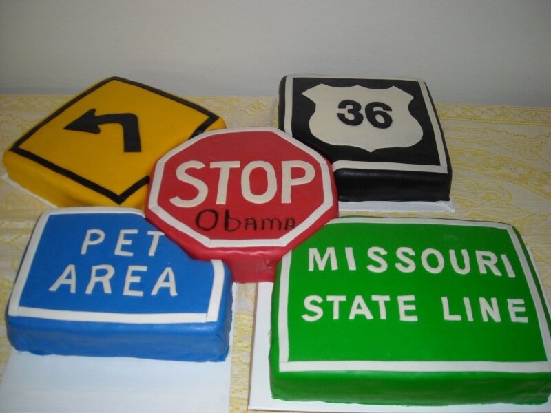 road sign cakes