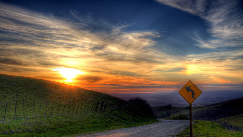 Road Sign on Hillside