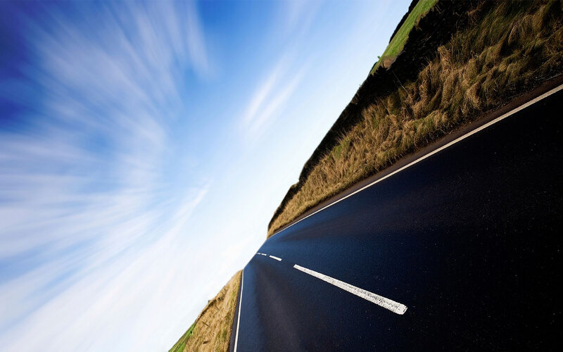 Road stretching into the sky