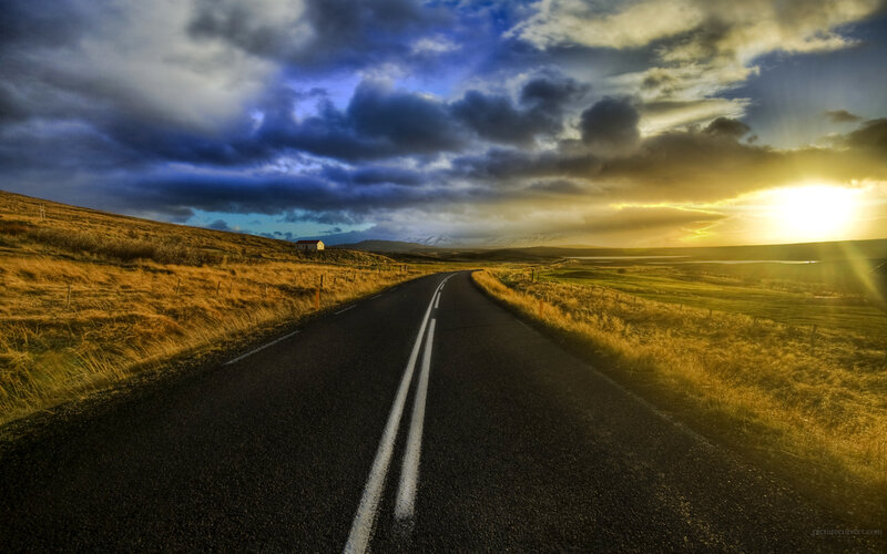Road Stretching to Horizon — Dramatic
