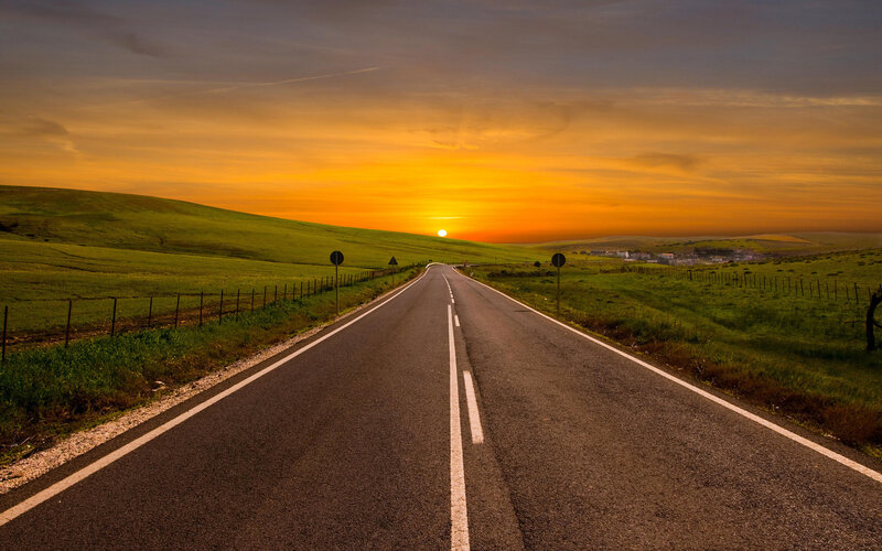 Road Stretching to Sunset