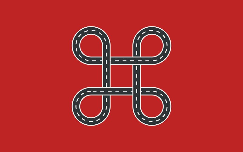 road symbol on red background