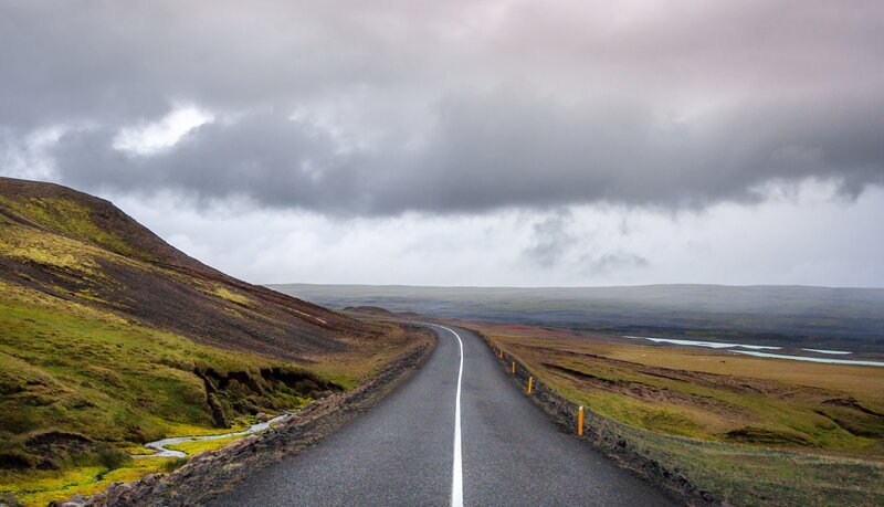 Road through a green landscape