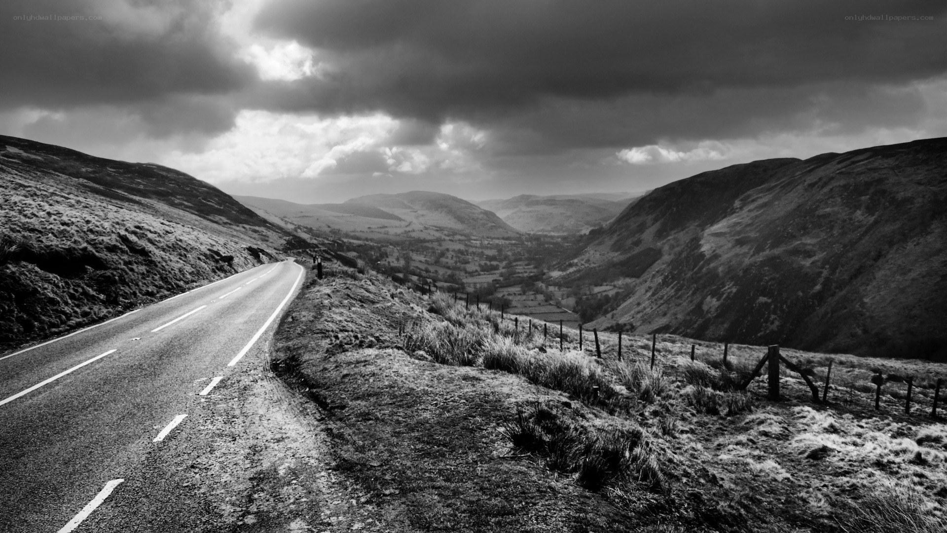 Road through a mountain valley