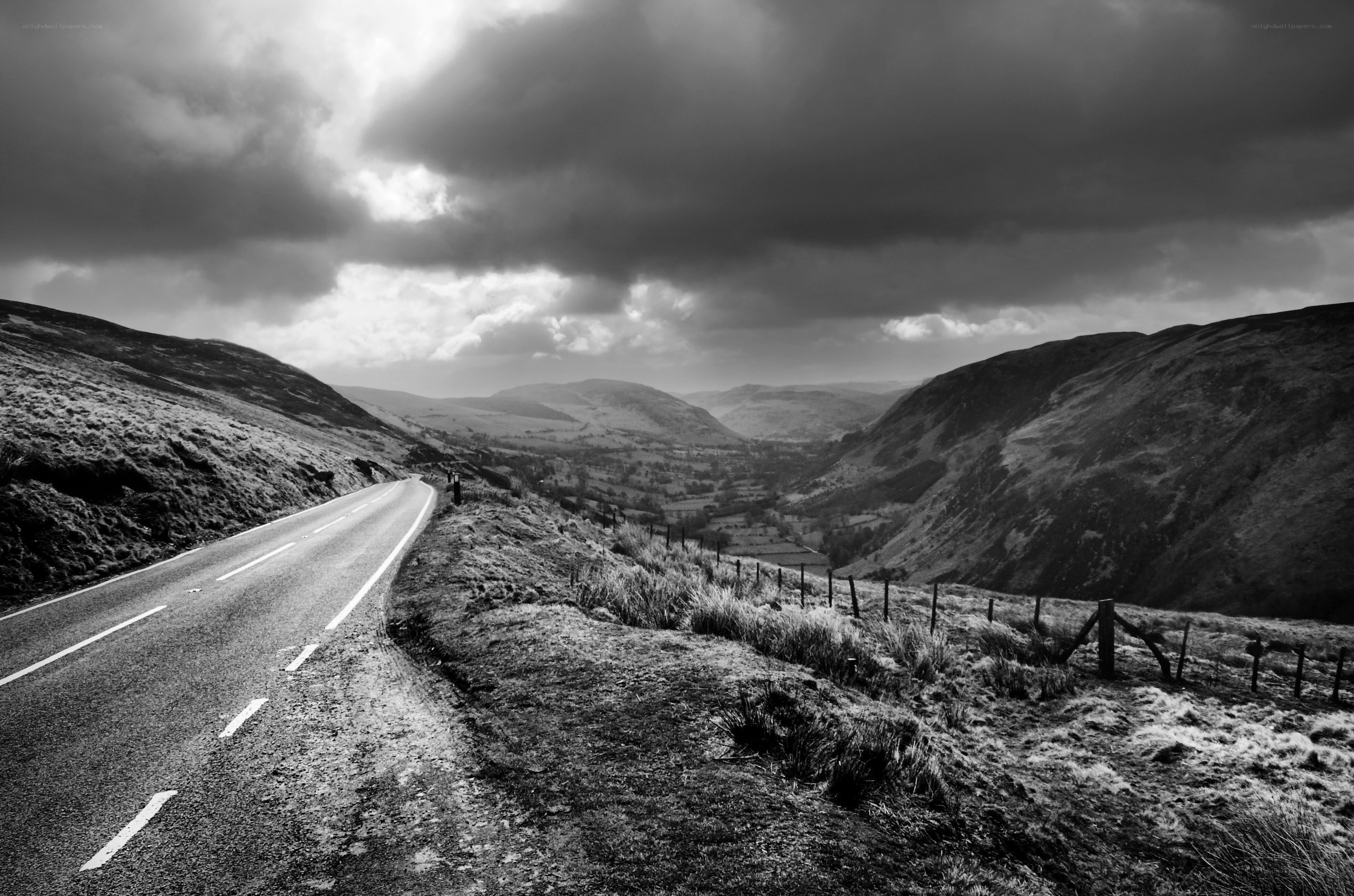 Road through a mountain valley