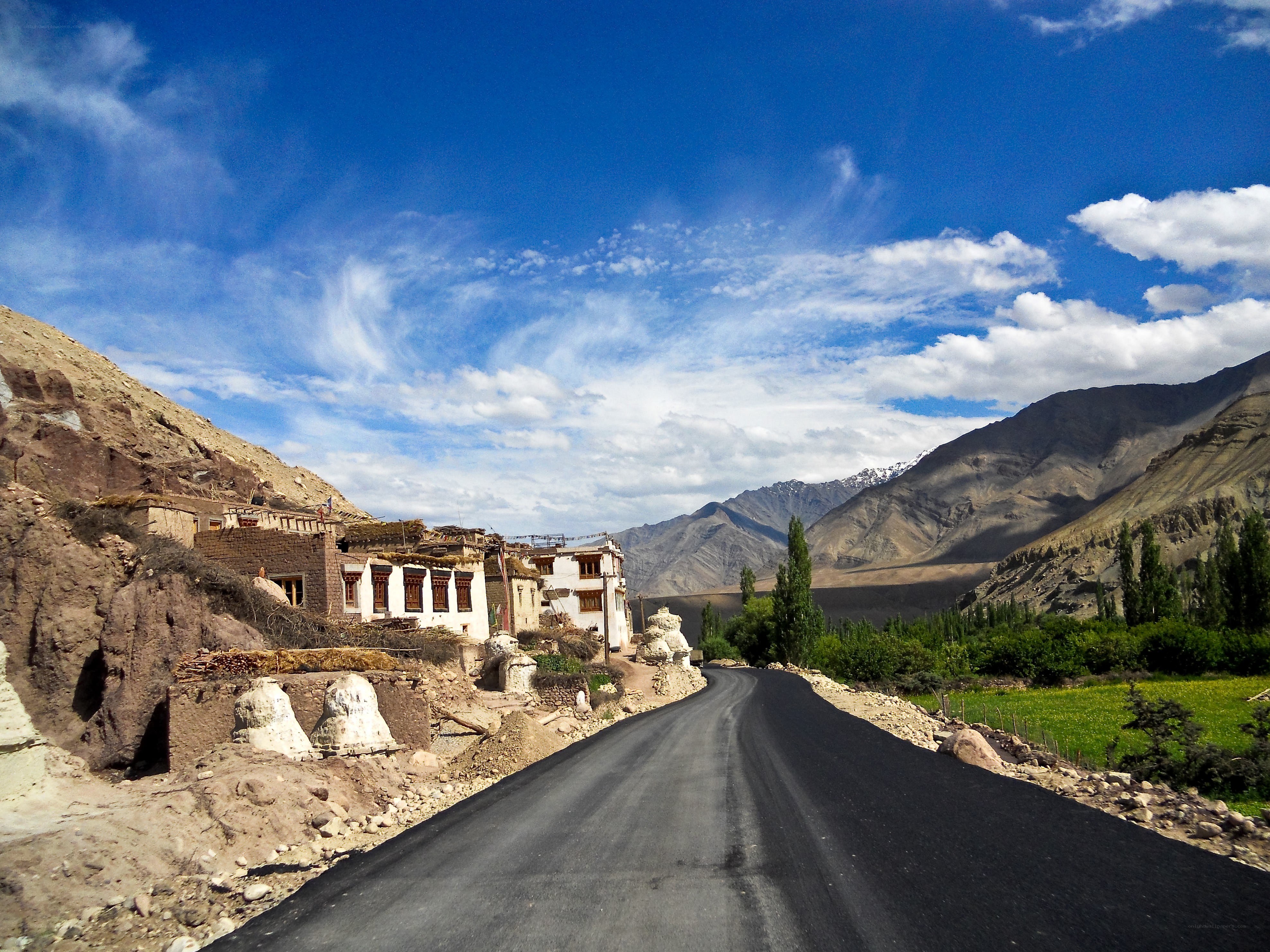 Road through a mountain village