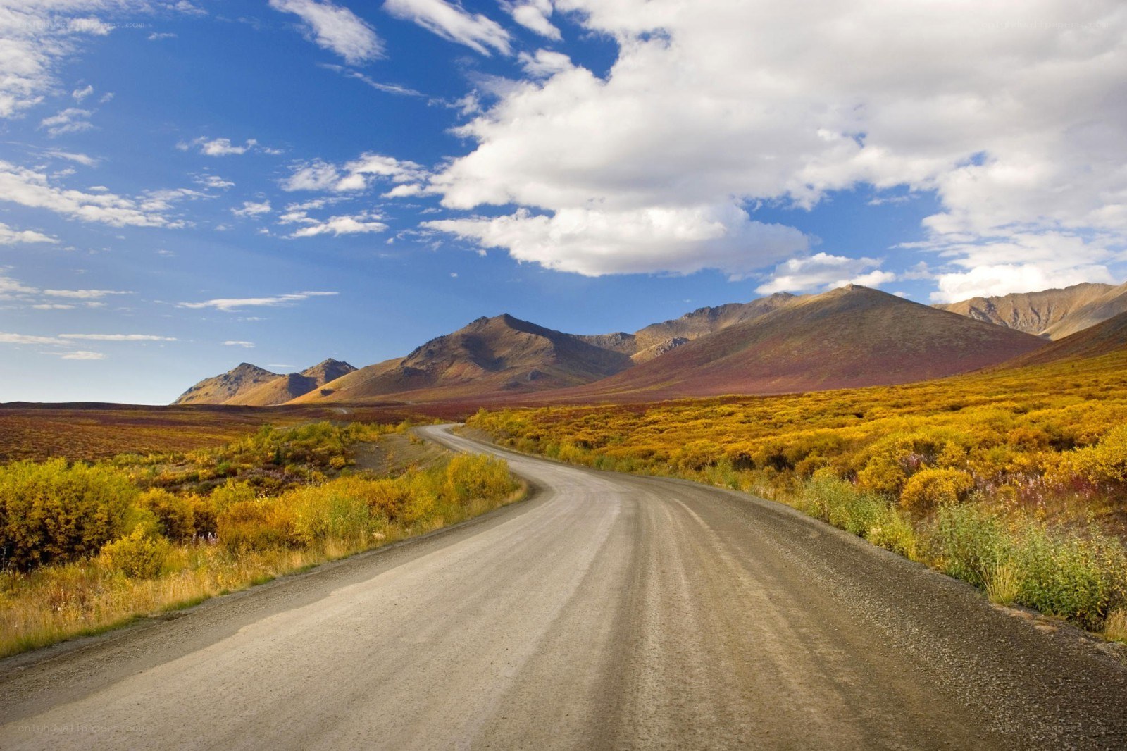 Road through autumn mountains