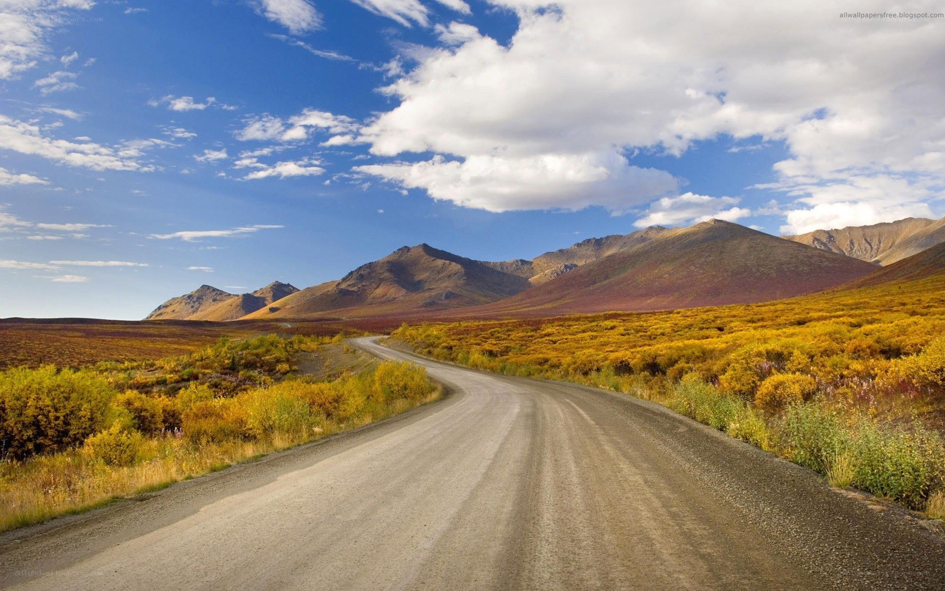 Road through autumn mountains