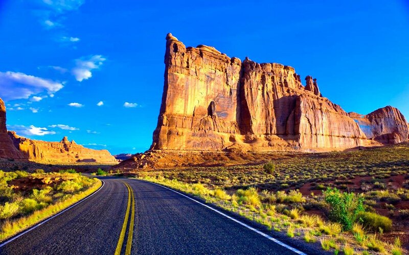 Road Through Desert Canyon — Blue