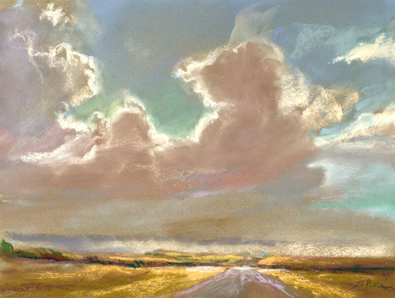 Road Through Field under Clouds
