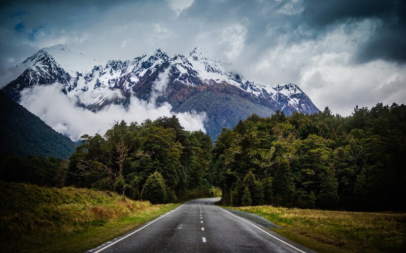 Road Through Forest Mountains — Green
