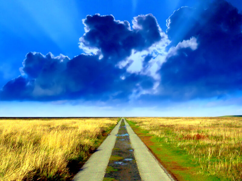 Road Through Grassland — Blue