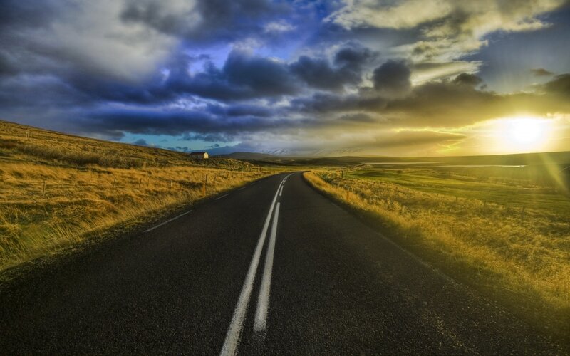 Road Through Grassy Hills — Blue