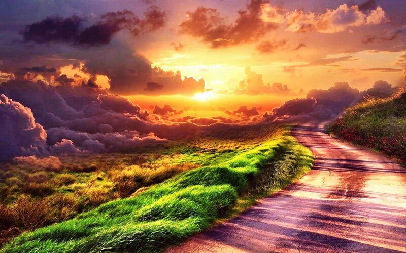 Road Through Grassy Hills