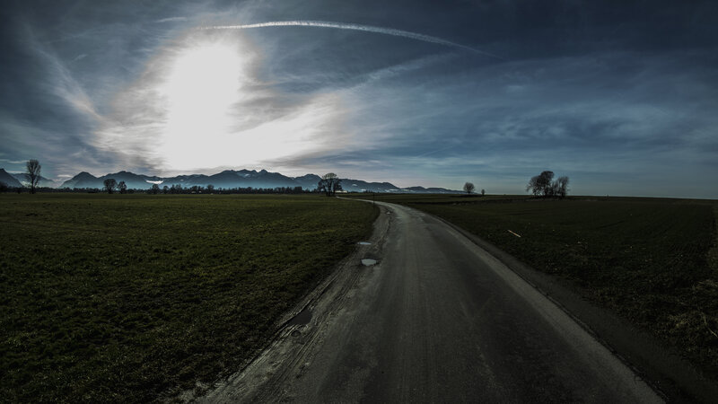 Road Through Green Fields — Dramatic, Morning