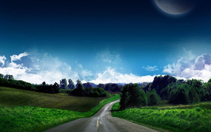 Road Through Green Fields — Serene