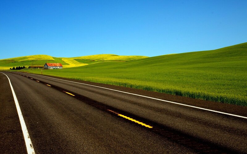 Road Through Green Hills — Serene, Afternoon