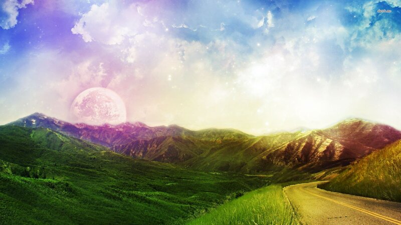 Road Through Green Hills — Serene, Night