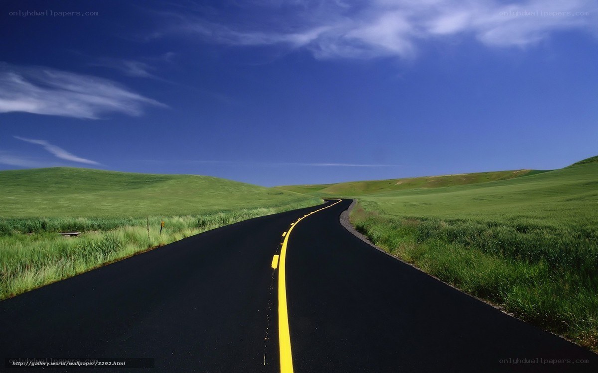 Road through green hills