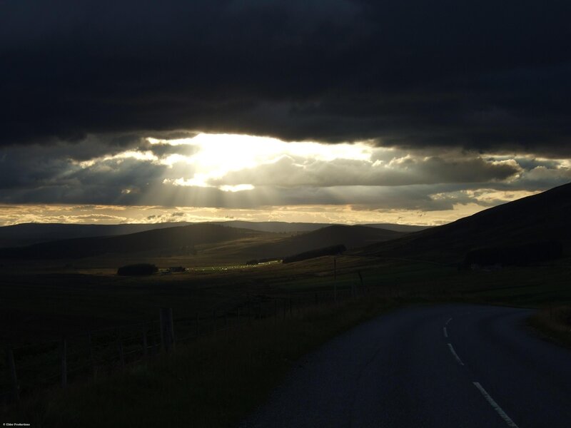 Road Through Hills at Sunset — Dark