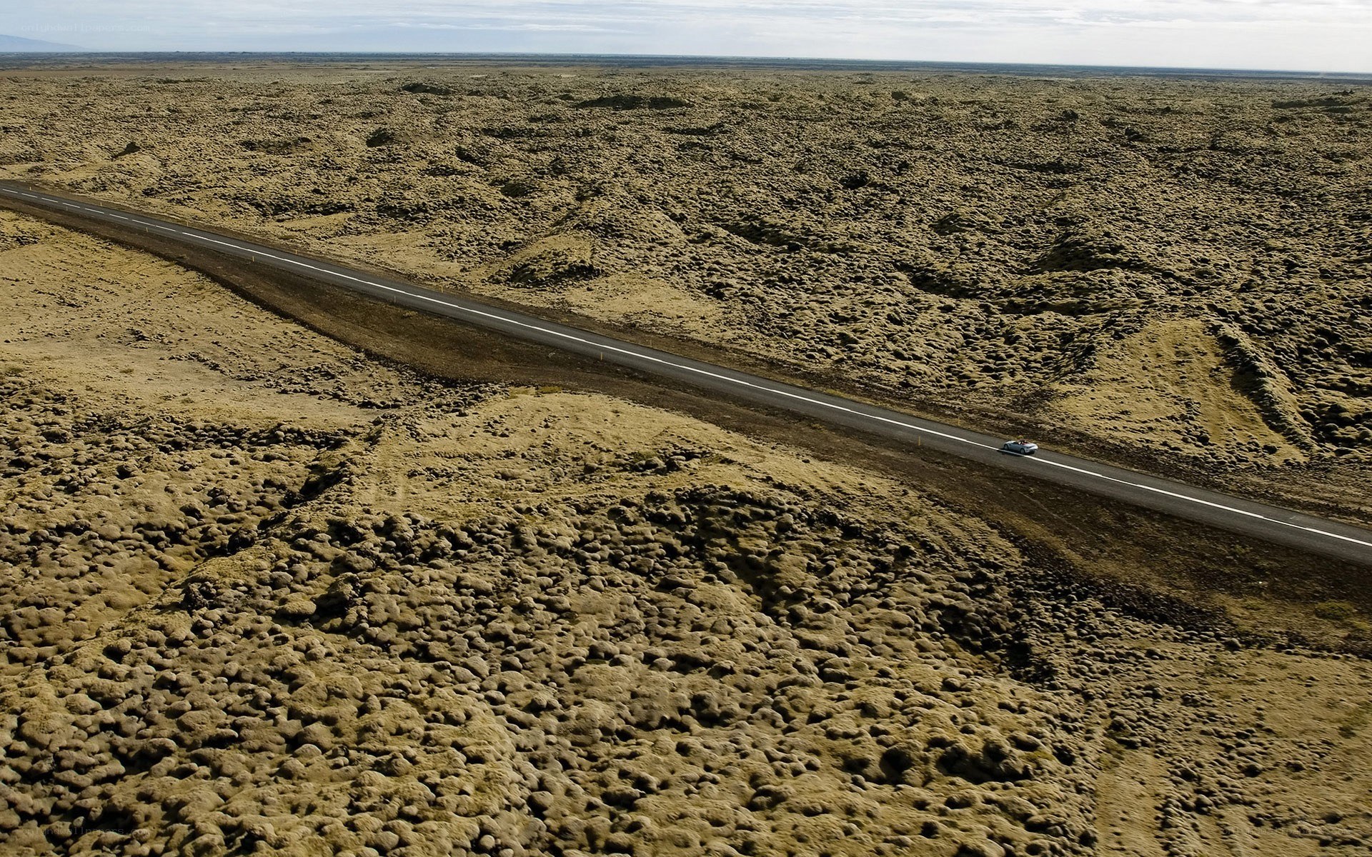 Road through lava field