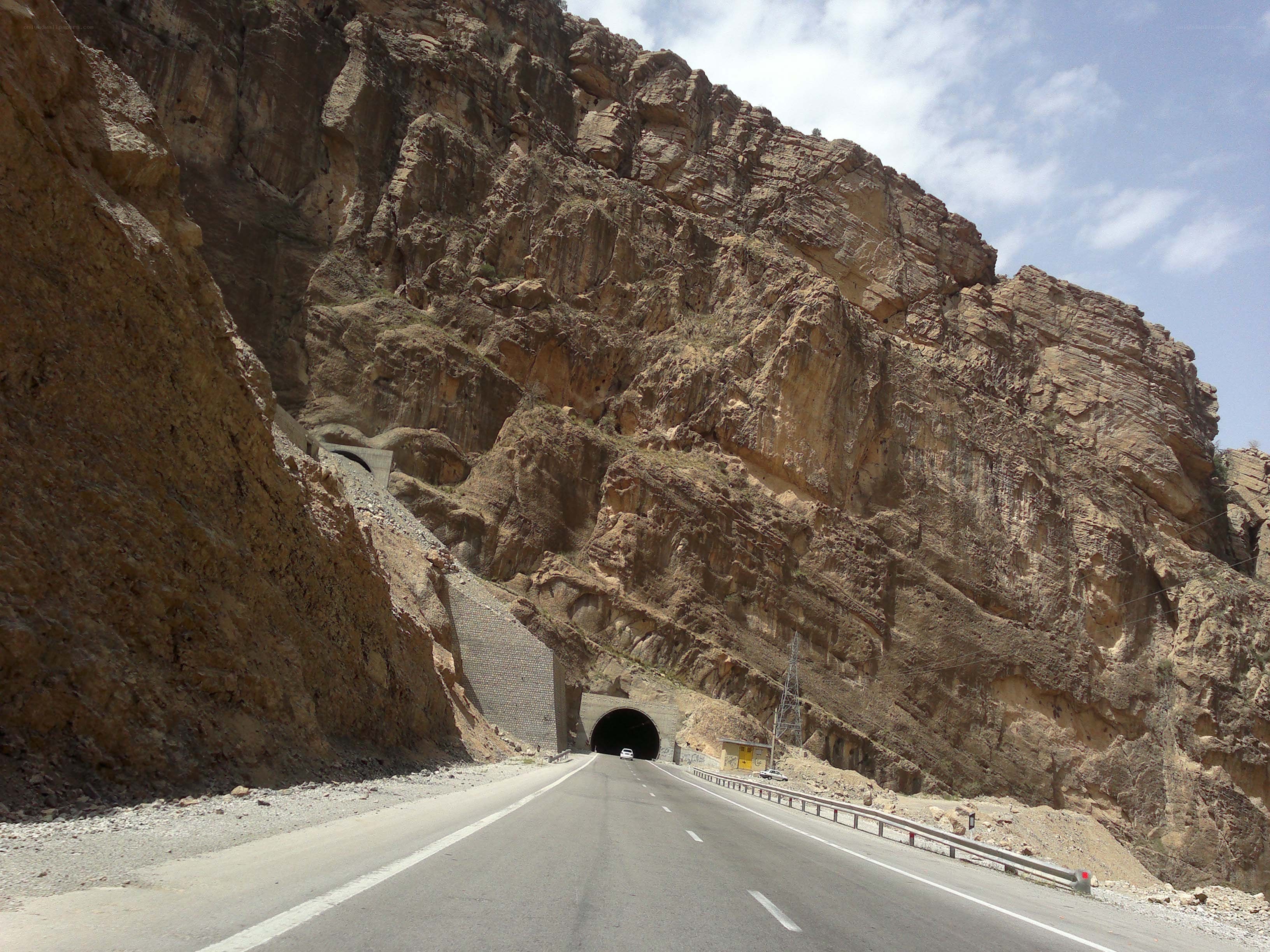 Road through mountain tunnel