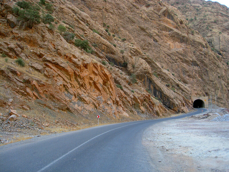 Road through mountain tunnel