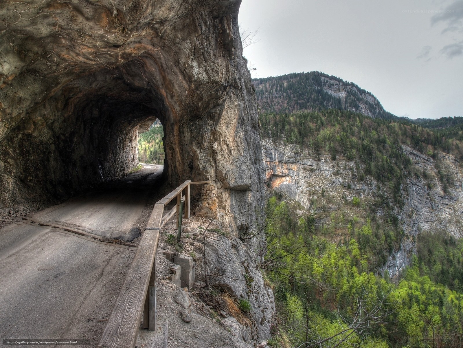 Road through mountain tunnel