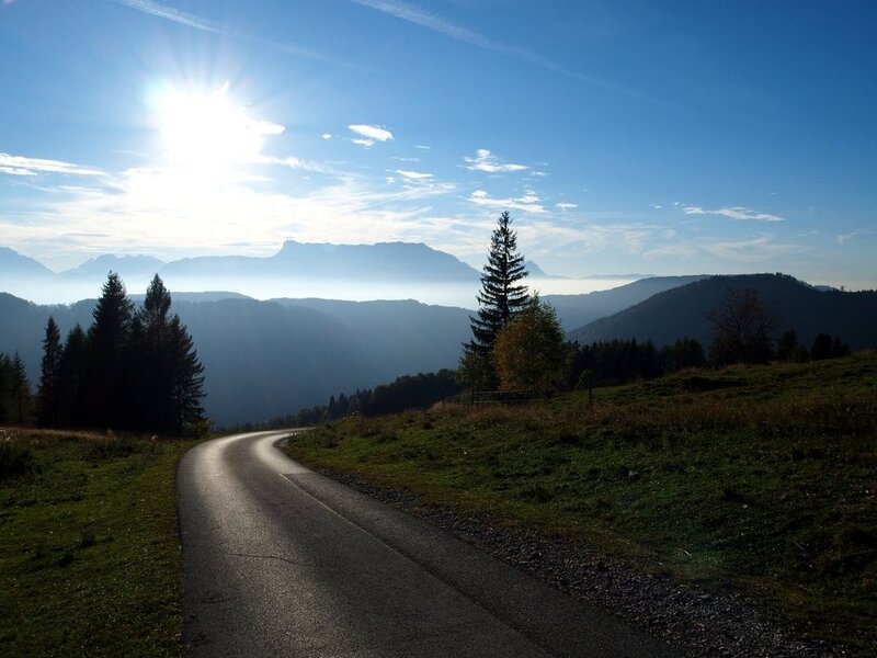 Road through mountain valley