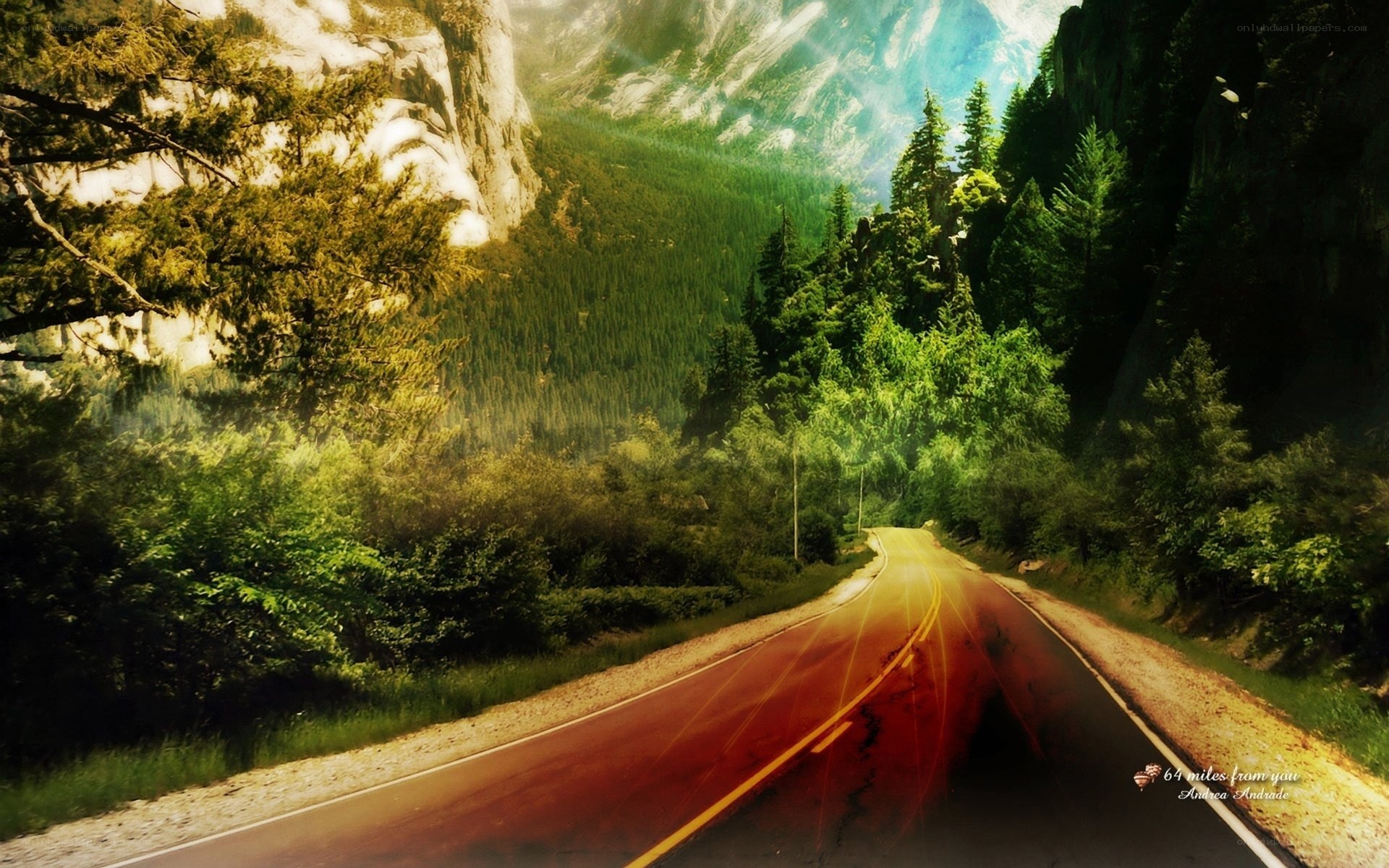 Road through mountain valley