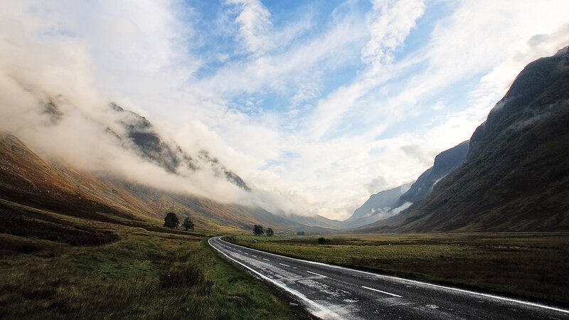 Road through mountain valley