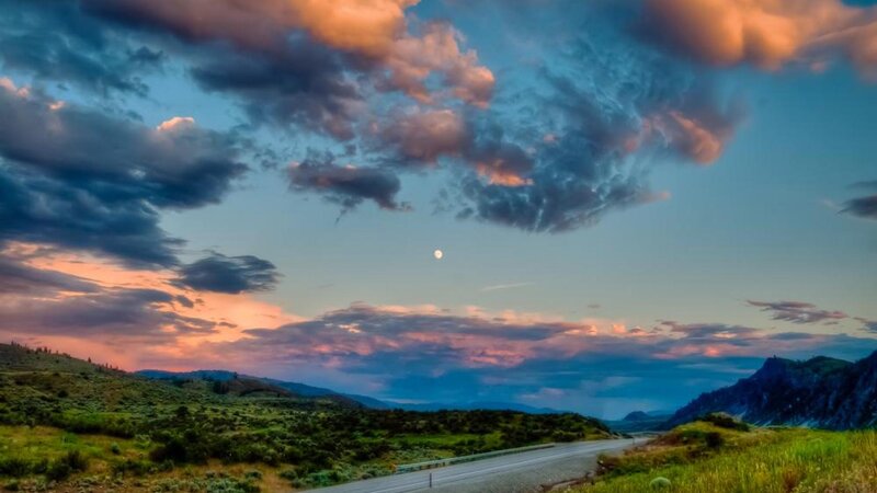 Road Through Mountain Valley — Blue, Dramatic