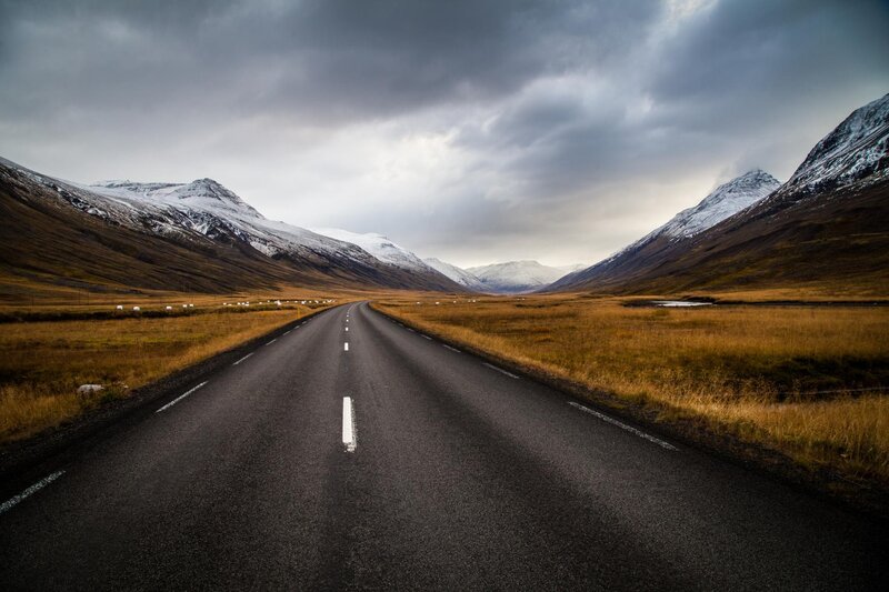 Road Through Mountain Valley — Gray