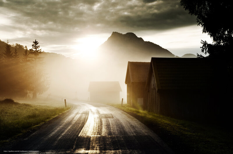 Road Through Mountain Village — Brown