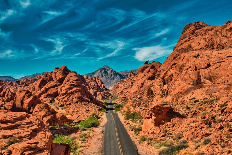 Road Through Red Rock Canyon — Dramatic, Afternoon