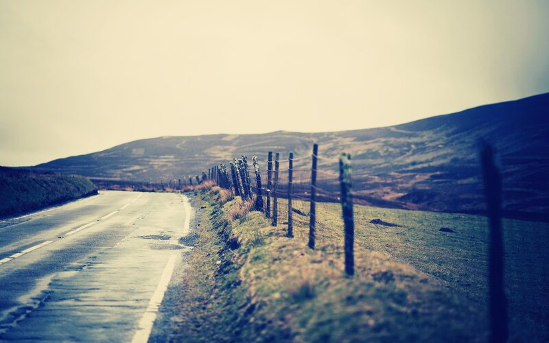 Road through rolling hills