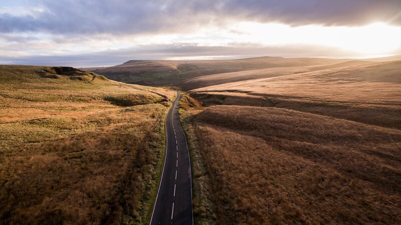 Road Through Rolling Hills — Brown, Serene