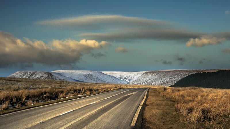 Road Through Snowy Hills — Blue