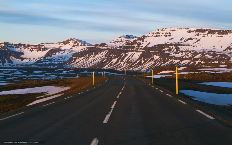 Road Through Snowy Mountains — Blue, Serene