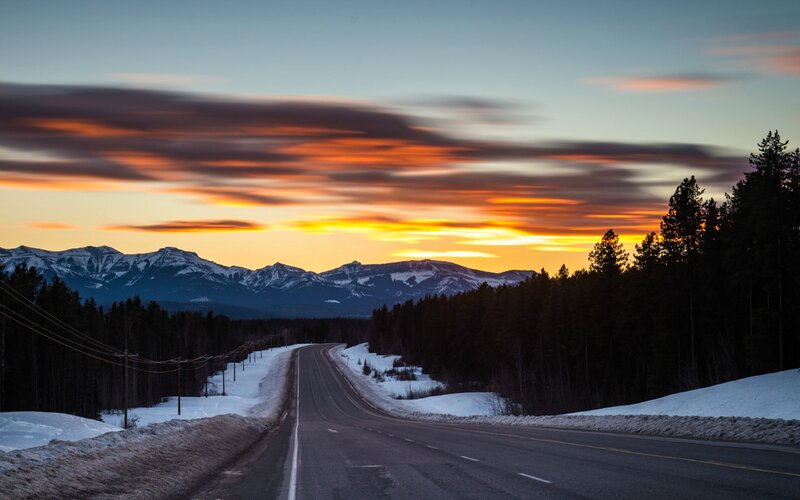 Road Through Snowy Mountains — Orange