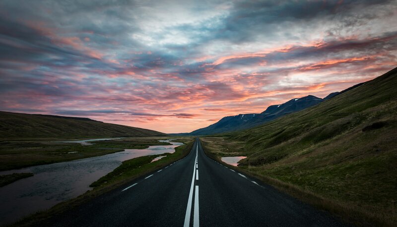 Road Through Valley at Dusk