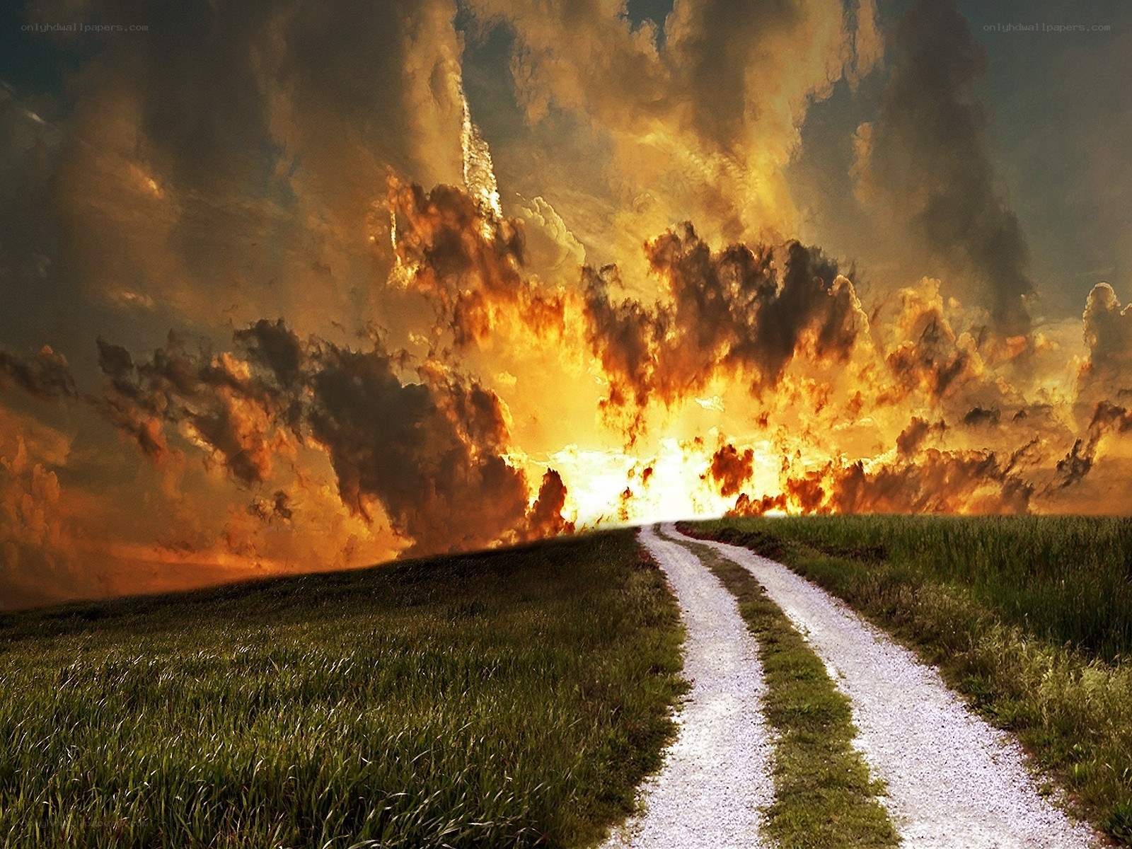 Road to a fiery sky
